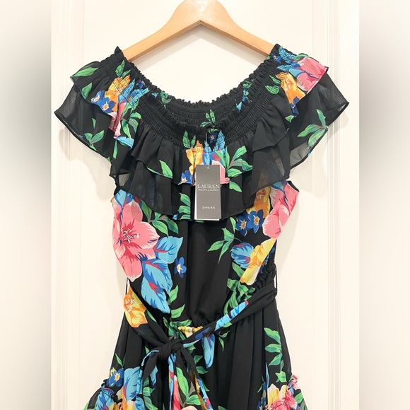 LAUREN RALPH LAUREN Floral Georgette Off THe Shoulder Dress - Picture 3 of 11